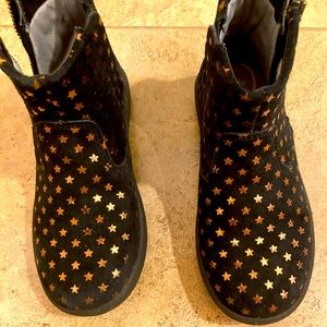 Like New Stride Rite Black Gold Star Zaria Boots Girls 11.5 M Zip up